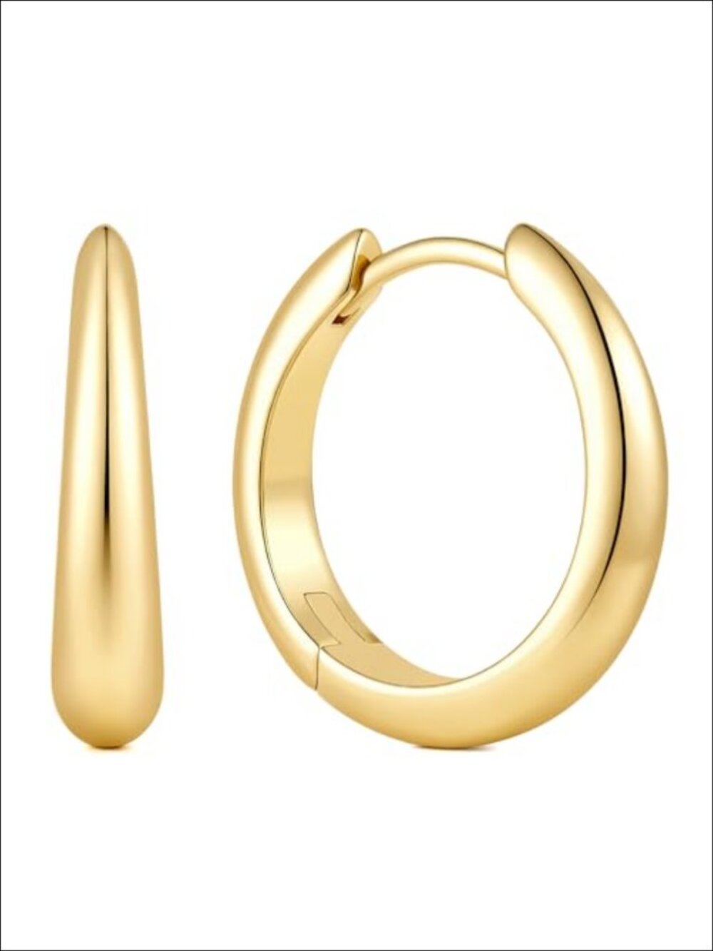 14K Gold Plated Hoop Earrings Curved French Wire